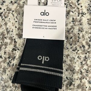 ALO Yoga Black and Gray Unisex Half-Crew Socks